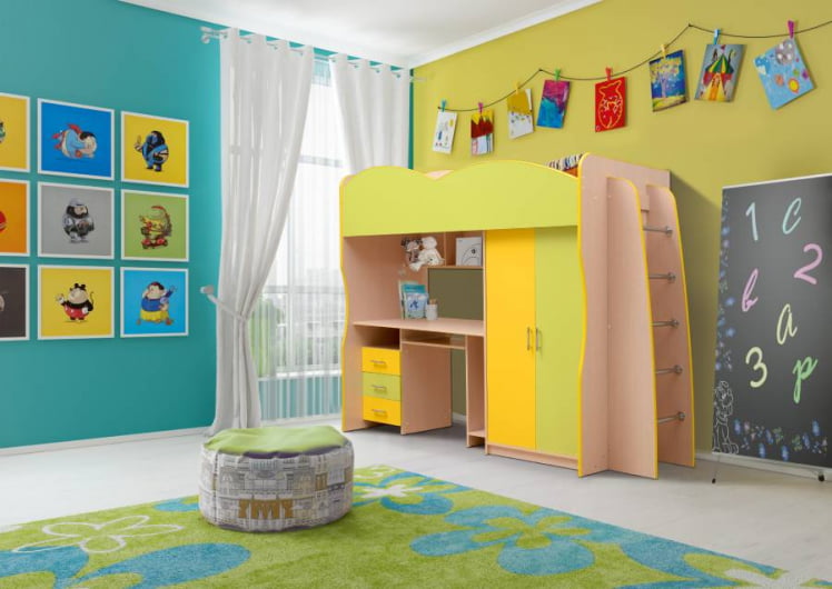 Детский уголок Юниор-3.1 Дуб молочный/Ярко-розовый/Светло-розовый_0