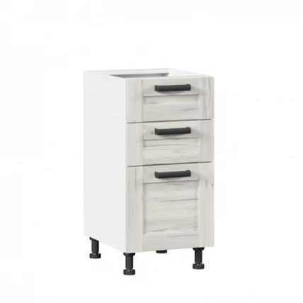 Тумба кухонная 400 с 3 ящиками ЛЮКС (4) Тип 1 Винченца ЛД 234.880.000.020 Белый Дуб Крафт белый_0