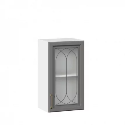 Шкаф кухонный 400 со стеклом Джелатто ЛД 241.320.000.102 Белый Оникс серый_0