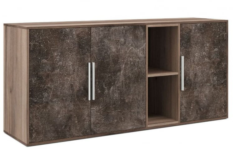 Шкаф низкий 3 створки, с нишей B-TONE BTN36152042 Вяз Бетон темный_0
