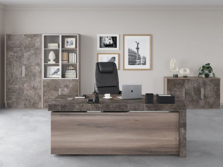 Шкаф низкий 3 створки, с нишей B-TONE BTN36152042 Вяз Бетон темный_1