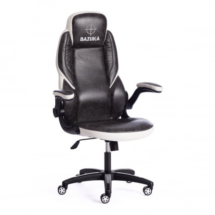 Кресло BAZUKA кож/зам, серый/белый , 2TONE/2TONE перф/36-01_0