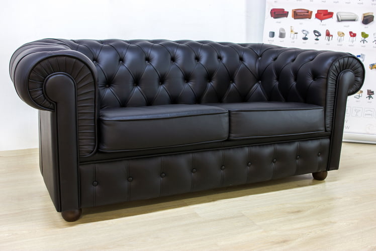 Диван двойной Крофорд в натуральной коже Мадрас (черный) / Madras_0