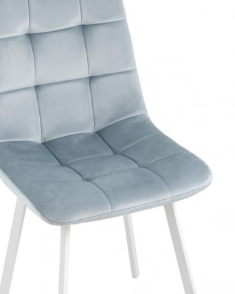 Комплект из четырех стульев Chilly велюр серо-голубой ножки белые 4 шт._7