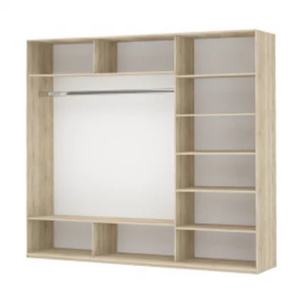 Шкаф-купе трехдверный Прайм 2100 Белое стекло/Зеркало/Белое стекло Дуб сонома_1