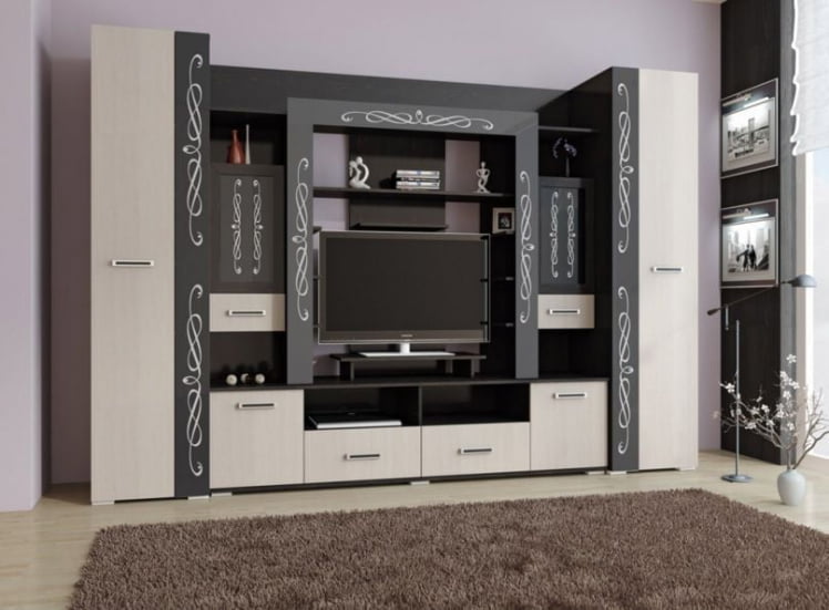 Стенка Карисма 8 Дуб молочный/Венге_0