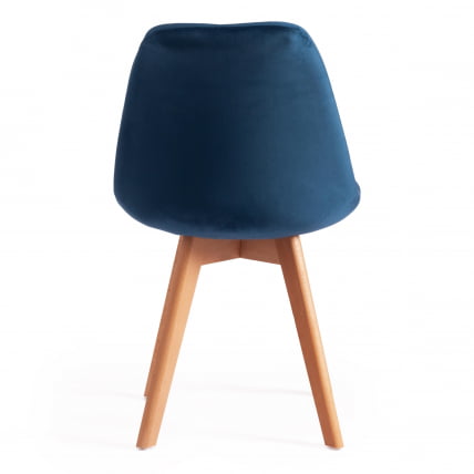 Стул TULIP SOFT (mod. 74) / 1 шт. в упаковке вельвет/дерево , 54 х 47 х 83 см , синий (HLR 63)/натуральный_3