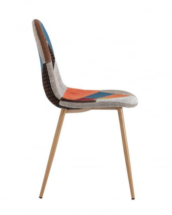 Комплект из четырех стульев Валенсия СН пэчворк, обивка ткань ножки металл с принтом под дерево / SN_8