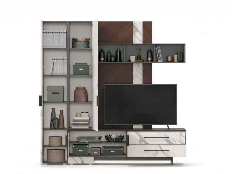 Набор мебели для гостиной Вилена №2 Оникс Серый/Орех/Монте белый_6