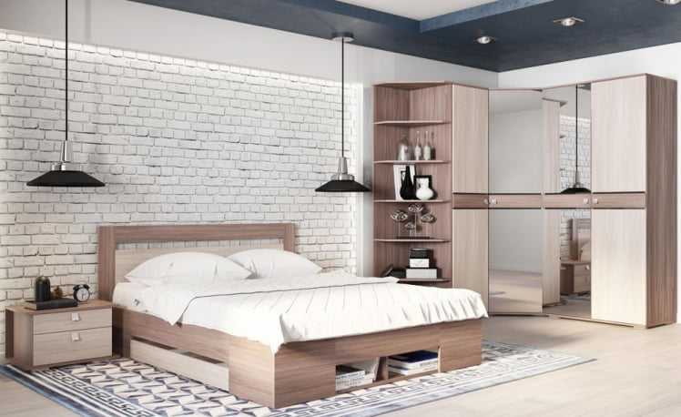 Шкаф двухстворчатый распашной Фантазия ШР-2 Ясень шимо темный Ясень шимо светлый_2