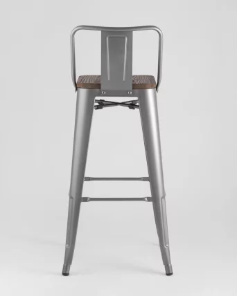 Стул барный Tolix Wood 75.5  со спинкой Серебристый_5