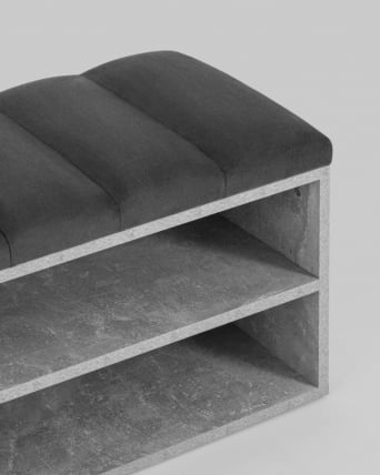 Обувница Хольст серая велюр Темно-серый_3