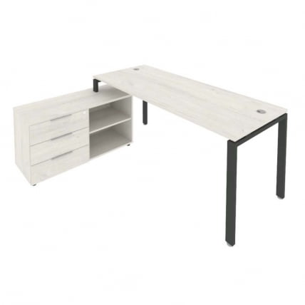 Рабочая станция на П-образном м/к с опорной тумбой левая Metal System БП.РС-СТС-2.5 Л Наварра/Антрацит_0