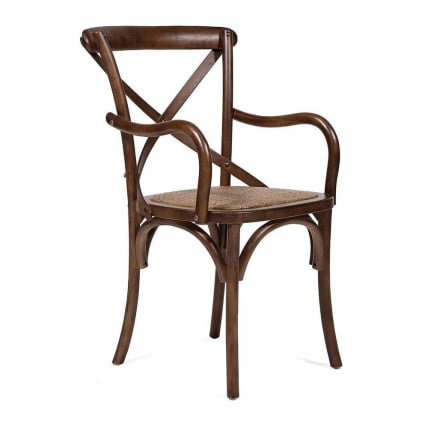 Стул с подлокотниками CROSS (mod.CB2008) дерево береза, 91х55х52см, Темный Орех (№5)_0