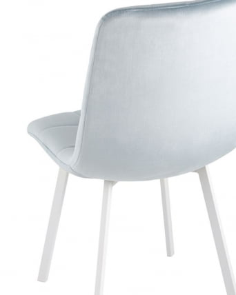 Комплект из четырех стульев Chilly велюр серо-голубой ножки белые 4 шт._6