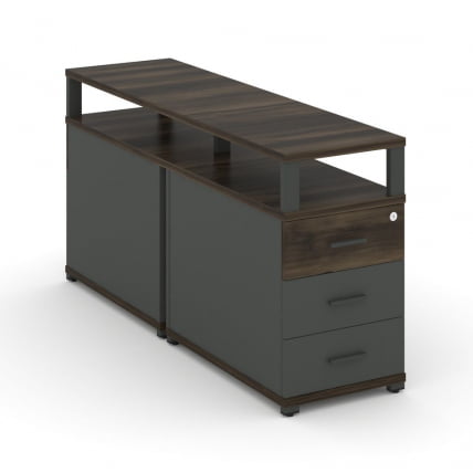 Тумба двухсторонняя опорная приставная с 3-мя ящиками и надставкой CONCEPT CN.DTGP-001 B/W Дуб Мали Антрацит_0