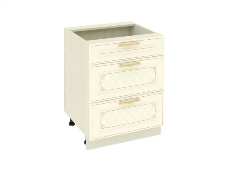 Стол с 3 ящиками (с системой плавного закрывания) Милана 23.91 Сосна Астрид/Ваниль_0