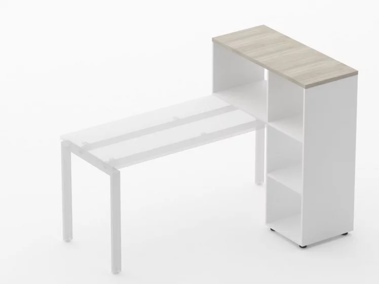 Стеллаж к столу Deka 9.06.10 Дуб Сантана светлый/Белый_1