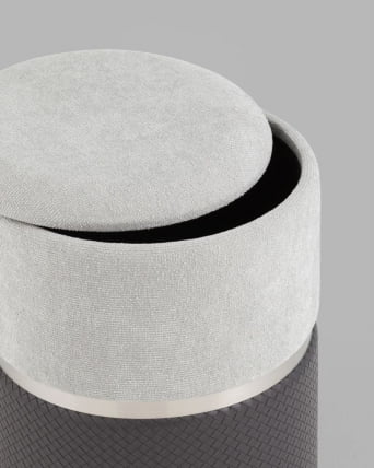 Пуф Кэрри с ящиком серо-черный шенилл с экокожей_5