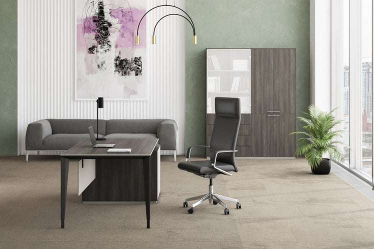 Комплект мебели для кабинета руководителя Atlas №05 Бренсон Трюфель Серый камень Антрацит_0