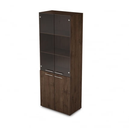 Шкаф стеллаж высокий со стеклом TAIM-MAX 4Ш.005.3 Брауни_0