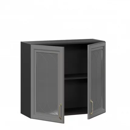 Шкаф кухонный 800 со стеклом Джелатто ЛД 241.360.000.149 Черный Оникс серый_1