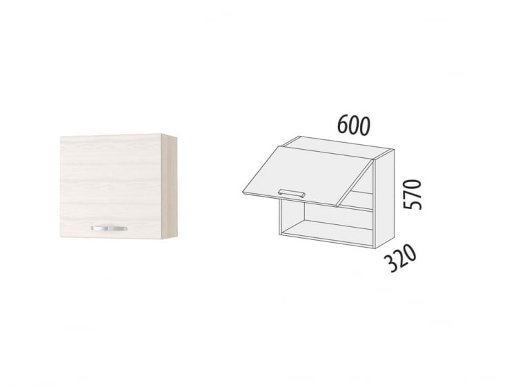 Шкаф над вытяжкой (с системой плавного закрывания) Графит 74.14.1 Сосна Астрид /Ваниль_1