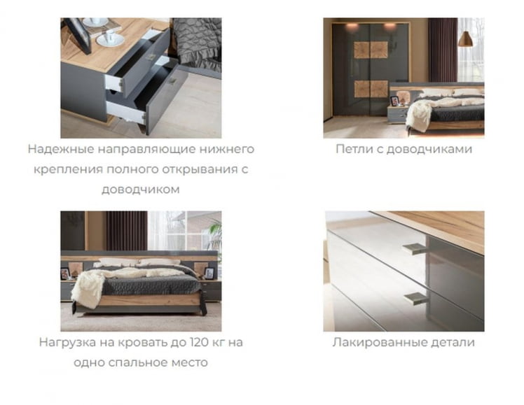 Спальный гарнитур Фиджи №4 Дуб Золотой Антрацит_3