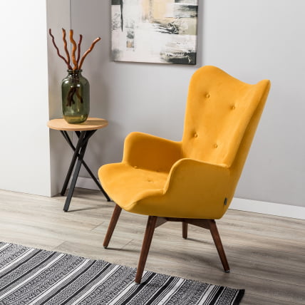 Кресло Хайбэк желтый/т.орех_9