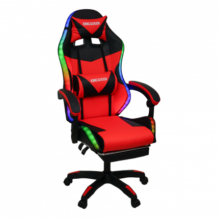 Кресло 908 KINGQUEEN цвет черный/красный с массажем и подсветкой 908-black-red-mass_0