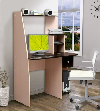 Стол компьютерный №10 Ясень Шимо светлый/Венге_0