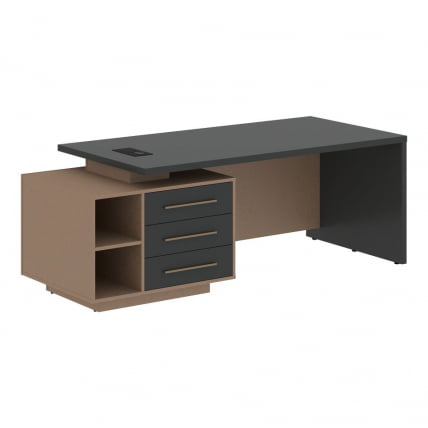 Стол руководителя левый VELION VCT 2190 L Яшма черный Кобра_0