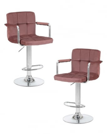 Стул барный ДОБРИН КРУГЕР АРМ (пудрово-розовый велюр (МДЖ9-32)) 2 шт / DOBRIN KRUGER ARM (MJ9-32))_0