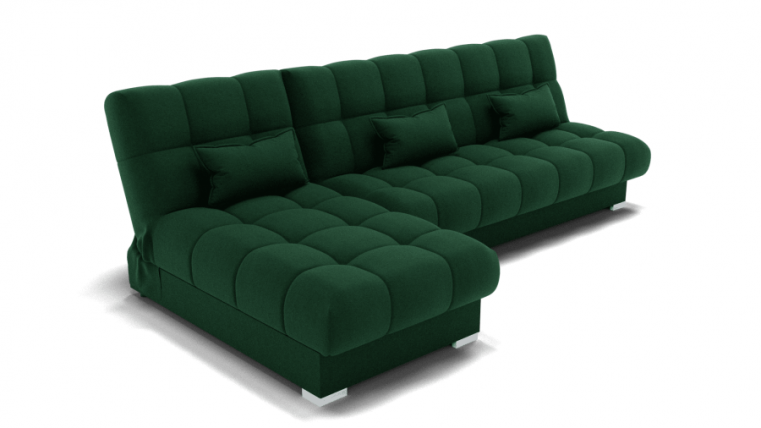 Диван Фиеста-2 угол левый/правый (ЗР) Цвет фасада: Зеленый; Тип: Левый/правый; Материал фасада: Металл/Велюр_0