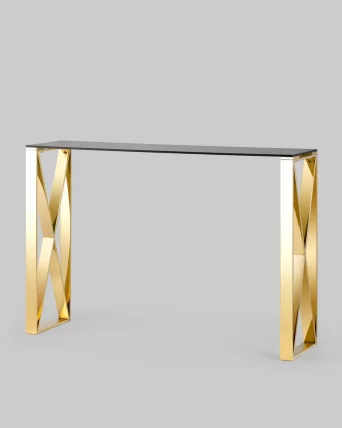 Консоль КРОСС 115x30 Золото (стекло smoke)_1