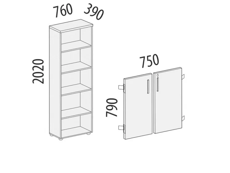 Стеллаж закрытый Альфа 62 532 Орех Пегас_2