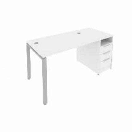 Рабочая станция с опорной тумбой Metal System Б.РС-СТП -1.2 Белый/Серый_0