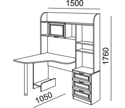 Стол компьютерный Модуль №20 Ясень шимо светлый/белый_1