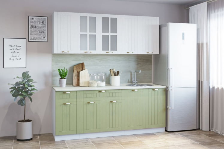 Гарнитур кухонный ПРОВАНС В 2 (врезная мойка) реалвуд ультра/фисташка_0