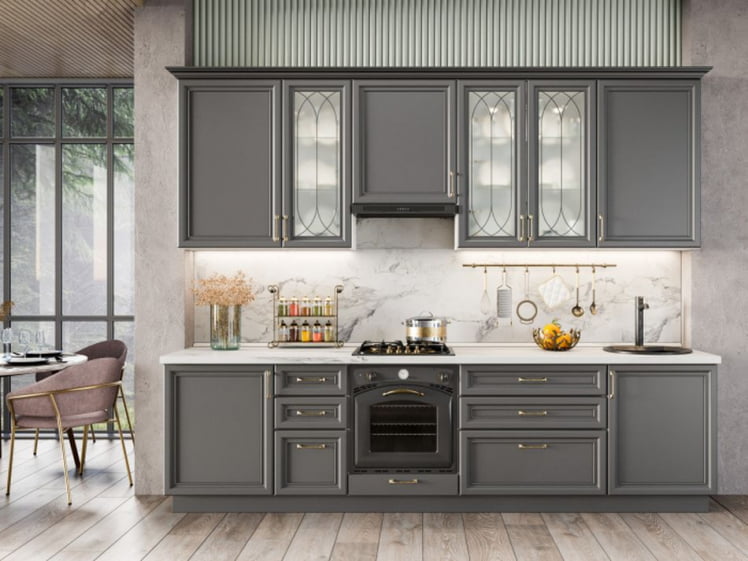 Кухонный гарнитур Джелатто 01 Белый Оникс серый_0