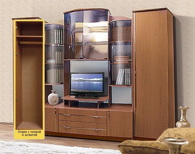 Стенка Александра 6 ЛДСП с молдингом, Вишня Оксфорд_1