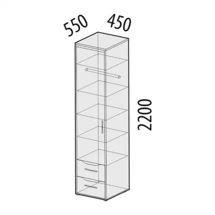 Шкаф-пенал (левый) Мегаполис 55.22 Сосна Астрид_1
