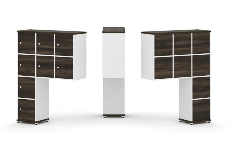 Надставка на стол высокая односторонняя + задняя стенка (8 шт.) + распашной фасад (8 шт.) CONCEPT CN.ONV-010 Дуб Мали Белый бриллиант Белый металл_0