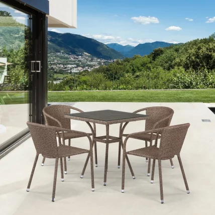 Комплект плетеной мебели T282BNT/Y137C-W56 Light Brown 4Pcs_0
