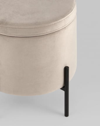Пуф Грейс с ящиком велюр Серо-бежевый_2