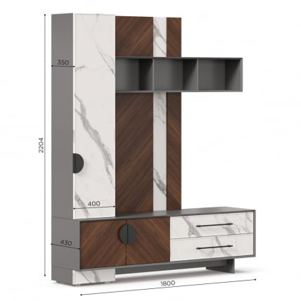 Тумба ТВ комбинированная Вилена ЛД 138.130.000 Оникс Серый/Орех/Монте белый_5