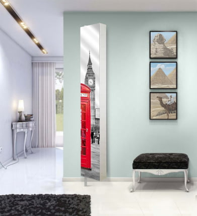 Поворотный зеркальный шкаф Лупо Шелф Арт Беленый дуб_8