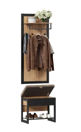 Вешалка с банкеткой Техно ЛД 02 Дуб Золотой Черный_3