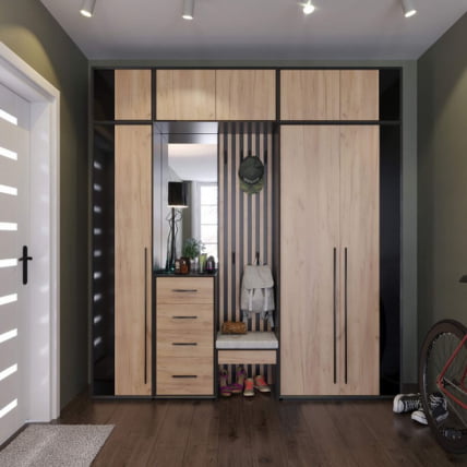 Тумба комбинированная с зеркалом Неаполь ЛД 134.080.000 Черный Дуб Золотой_3