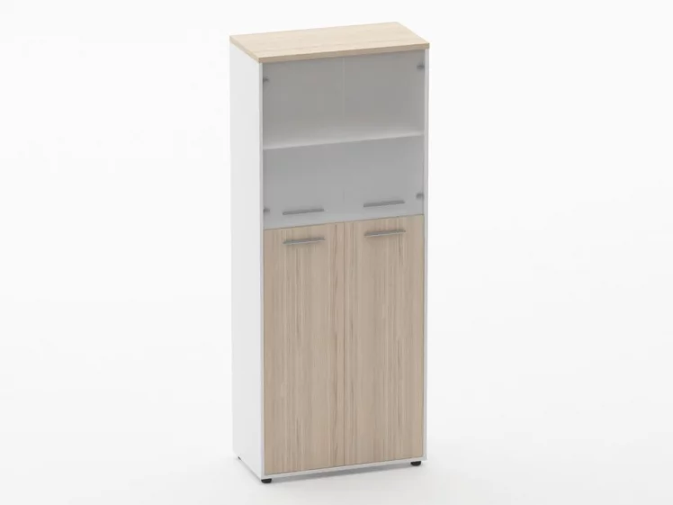 Шкаф 4 широкий верх стеклянные двери, низ закрытый Deka 10.19.191 Туя/Белый_0